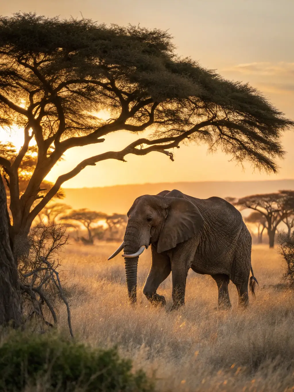 A breathtaking image of a herd of elephants migrating across the Botswana landscape, emphasizing the wildlife encounters during safari adventures.